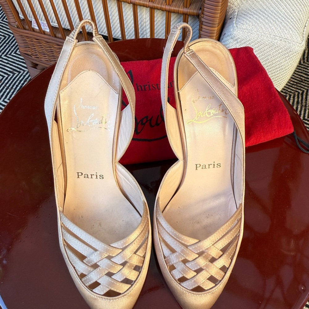 Christian Louboutin Nude Slingback Heels - Picture 3 of 7